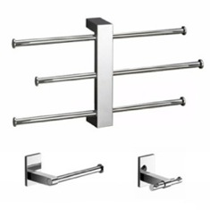 Wall Mounted 3 pc Set With Adjustable Towel Rack